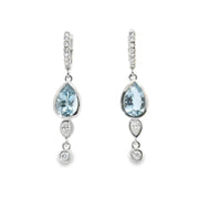 Aquamarine and Diamond Drop Earrings