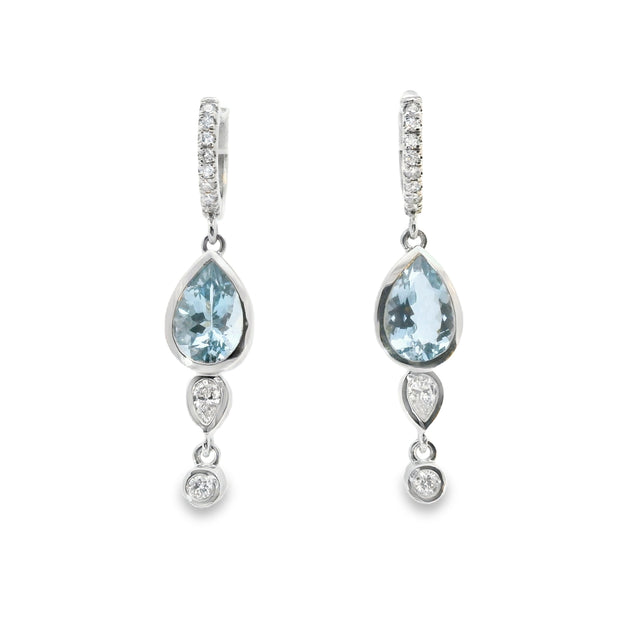 Aquamarine and Diamond Drop Earrings