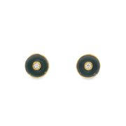 Black Agate and Diamonds Studs