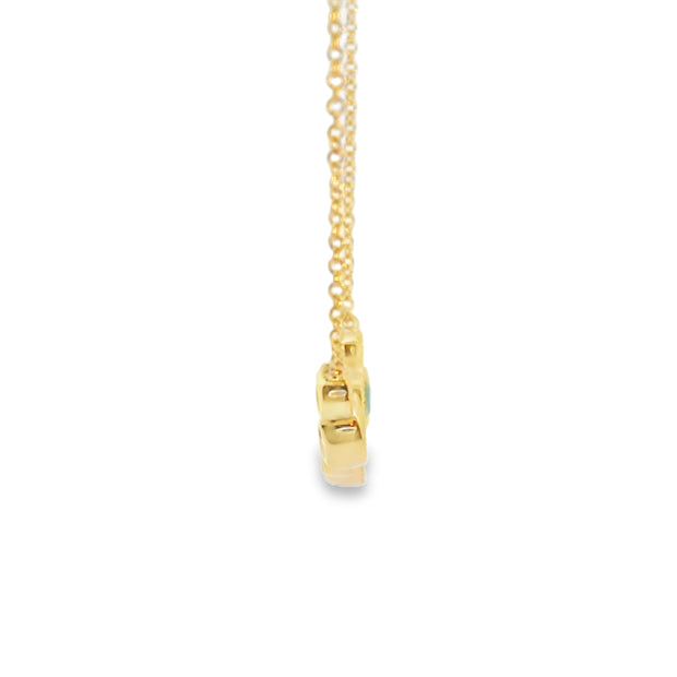 Bezel Set Emerald and Diamond Bar Pendant