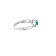 White Gold Diamond Halo Emerald Ring
