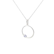 Diamond Tanzanite Circle Pendant Necklace