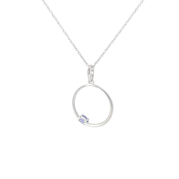 Diamond Tanzanite Circle Pendant Necklace