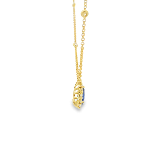 Sapphire And Diamond Halo Pendant