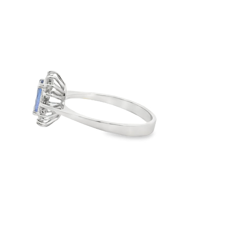 Tanzanite and Diamond Halo Ring