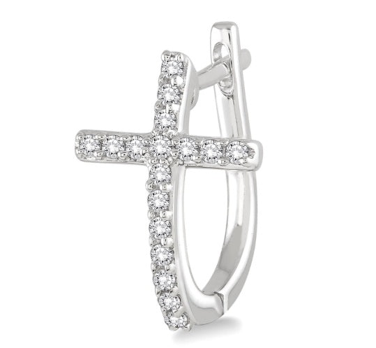 Cross Diamond Huggie Fashion Earrings