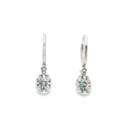 Emerald and Diamond Halo Drop Earrings