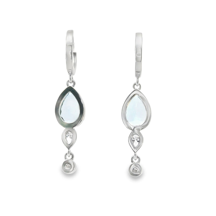 Aquamarine and Diamond Drop Earrings