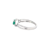 White Gold Diamond Halo Emerald Ring