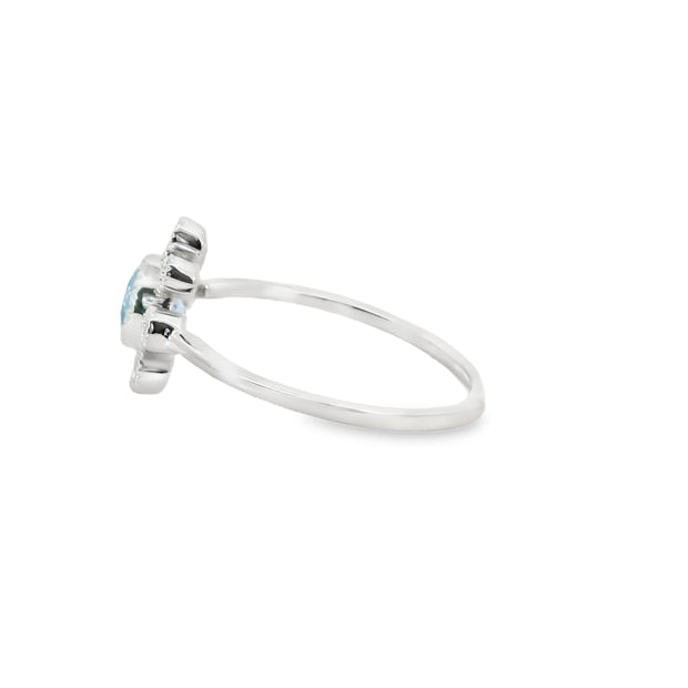 Blue Topaz and Diamond Flower Ring