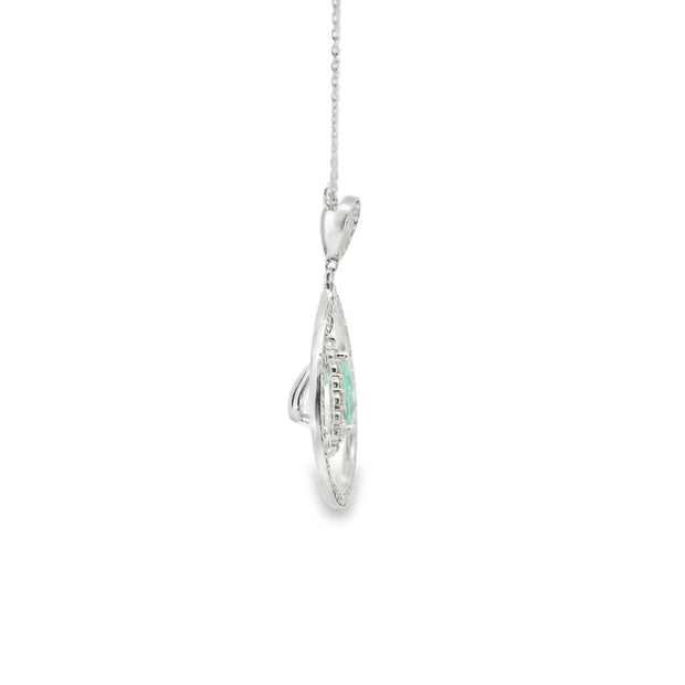 18 Karat White Gold Pariaba Tourmaline and Diamond Necklace