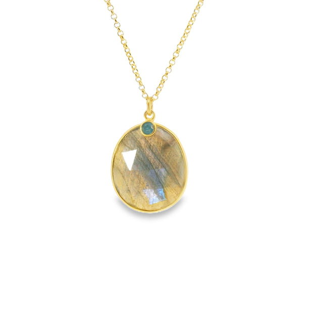 Vermeil Pendant with Labradorite and Apatite Accent