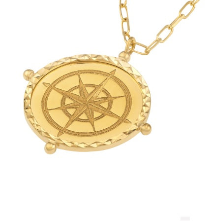 14 Karat Compass Pendant Necklace