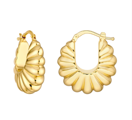 Yellow Gold Puff Shrimp Hoops