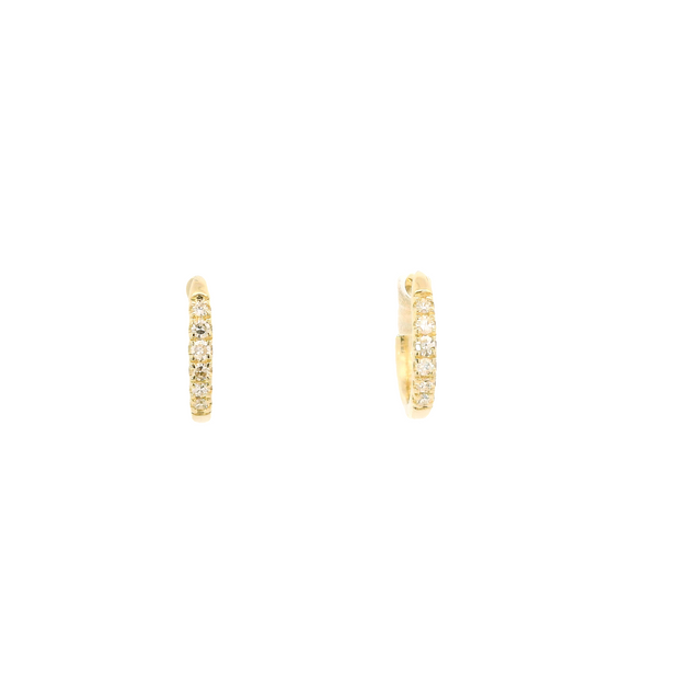 Yellow Gold Petite Diamond Huggies
