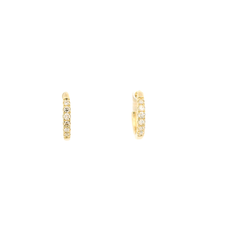 Yellow Gold Petite Diamond Huggies