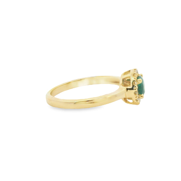 Emerald and Diamond Halo Ring