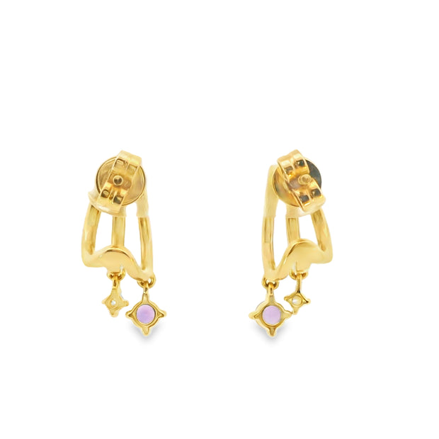 Huggies with Amethysts and Diamonds