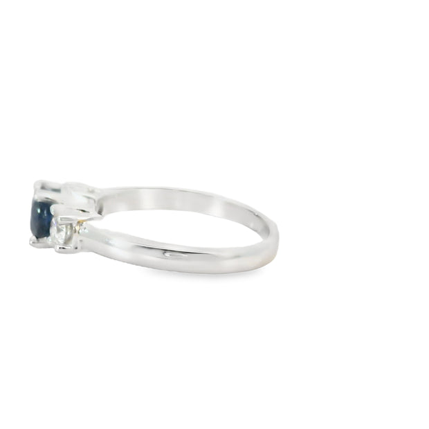 Sapphire and Diamond Three Stone Ring