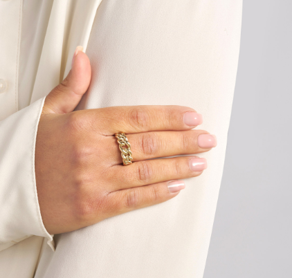 Yellow Gold Graduated Curb Link Ring