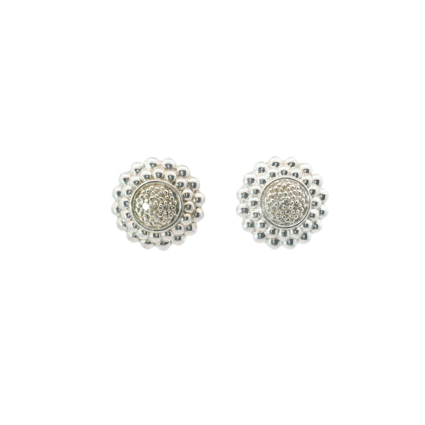 Sunflower Button Earrings with Diamonds