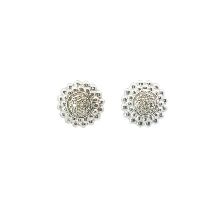Sunflower Button Earrings with Diamonds