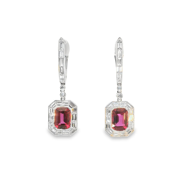 Drop Earrings with Ruby and Diamond