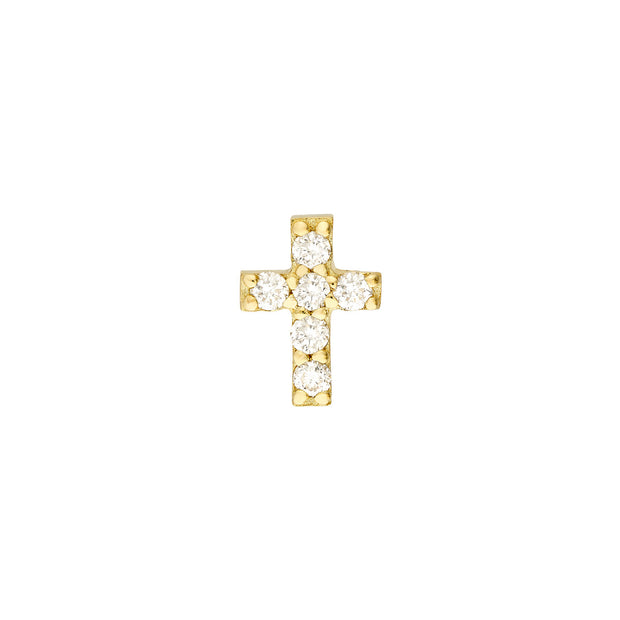 Yellow Gold Mini Diamond Cross Studs