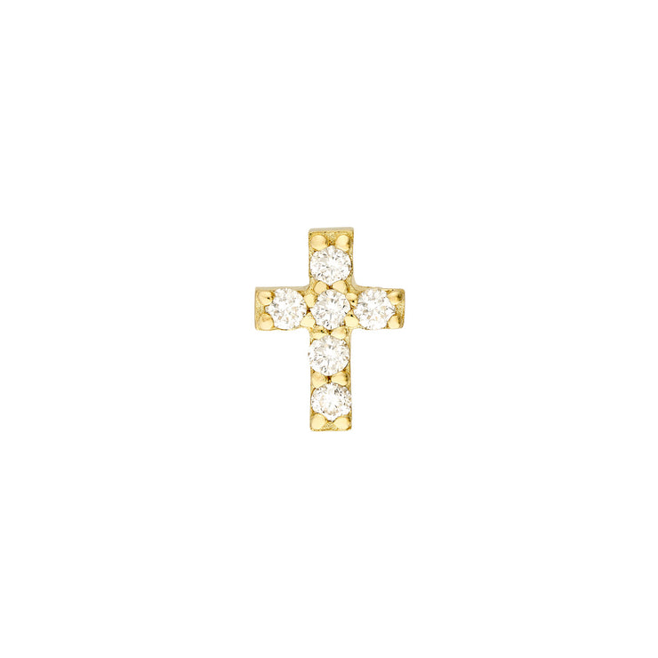 Yellow Gold Mini Diamond Cross Studs
