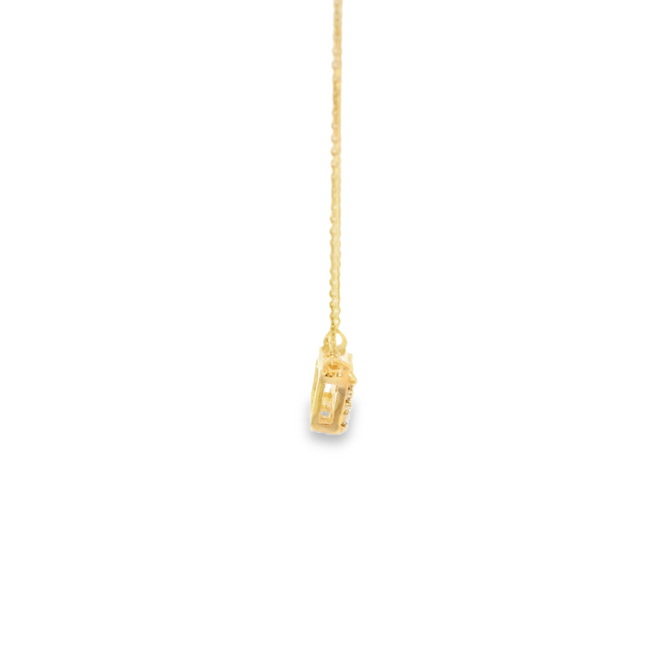 Yellow Gold Diamond Pave Bar Necklace