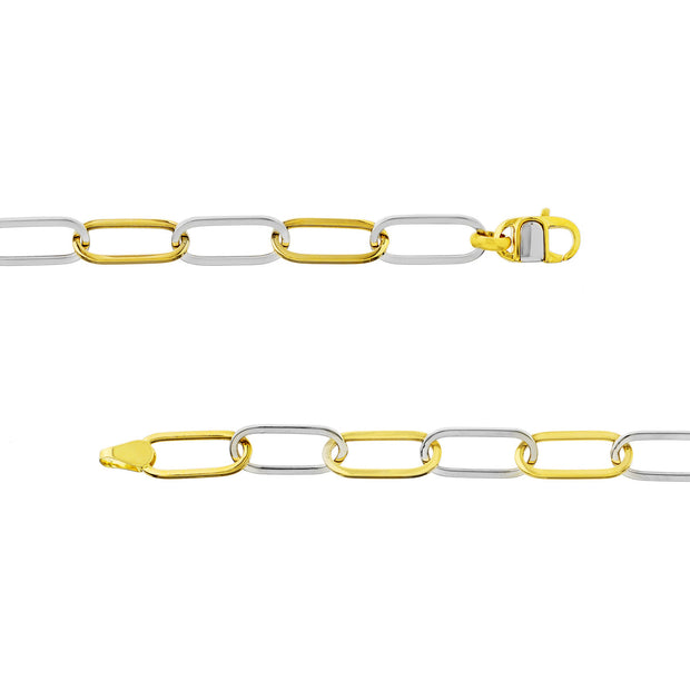 Two Tone Paperclip Chain Bracelet