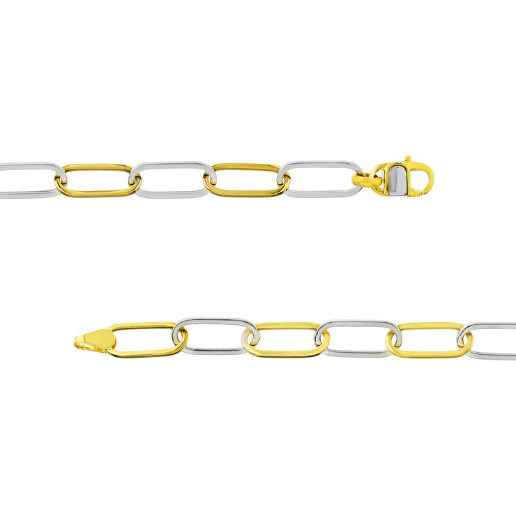 Two Tone Paperclip Chain Bracelet