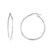 White Gold Polished Hoops
