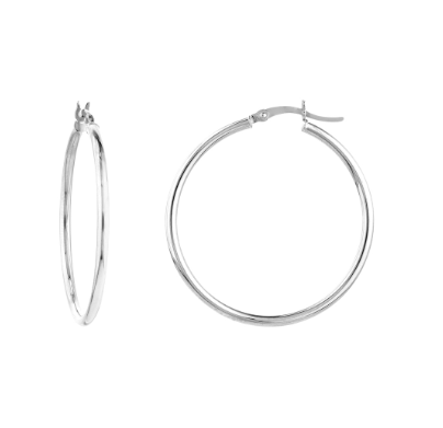 White Gold Polished Hoops