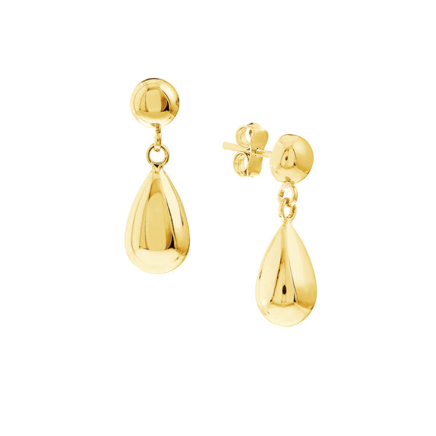 Yellow Gold Drop Stud Earring