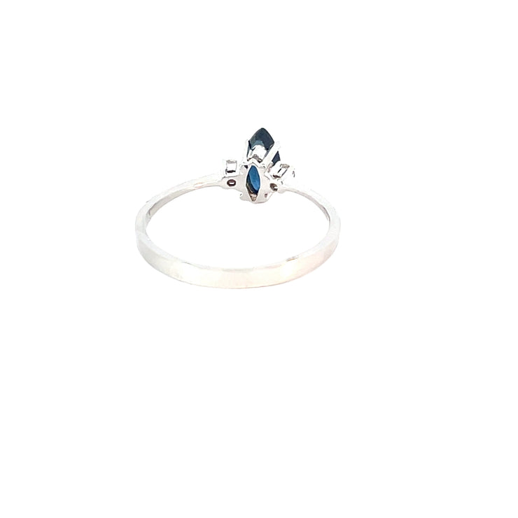 White Gold Petite Diamond Sapphire Ring