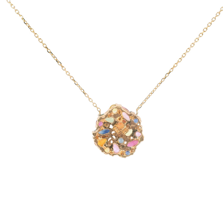 14K Rose Gold Sapphire Cluster Pendant Necklace