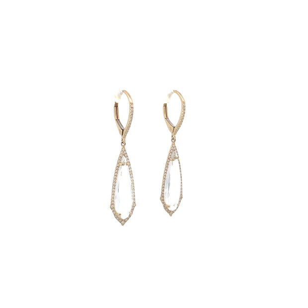 Blue Topazes and Diamonds Drop Earrings