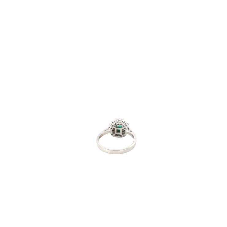 14k White Gold Emerald Diamond Ballerina Ring