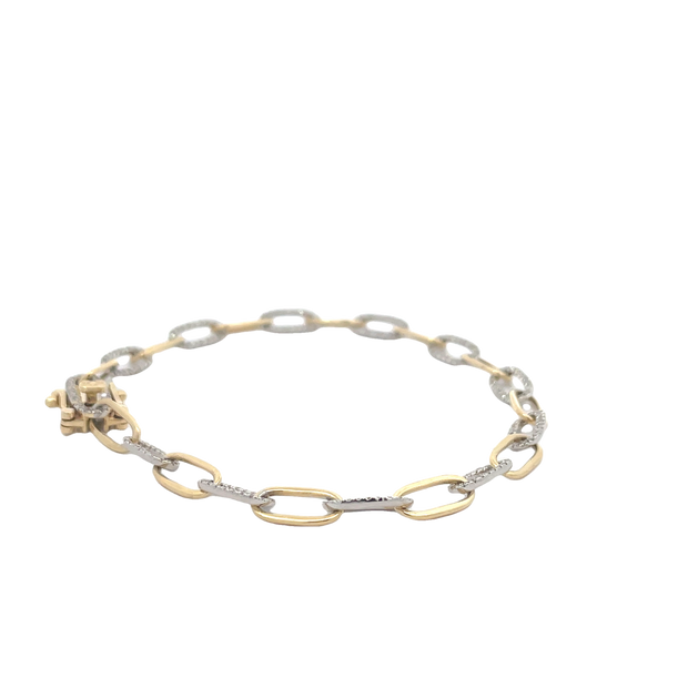 Two Tone Diamond Paperclip Bracelet