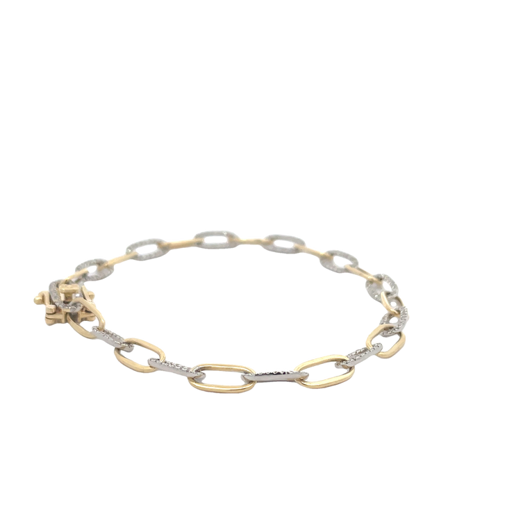 Two Tone Diamond Paperclip Bracelet
