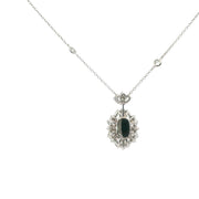 Ruby and Diamond Halo Necklace