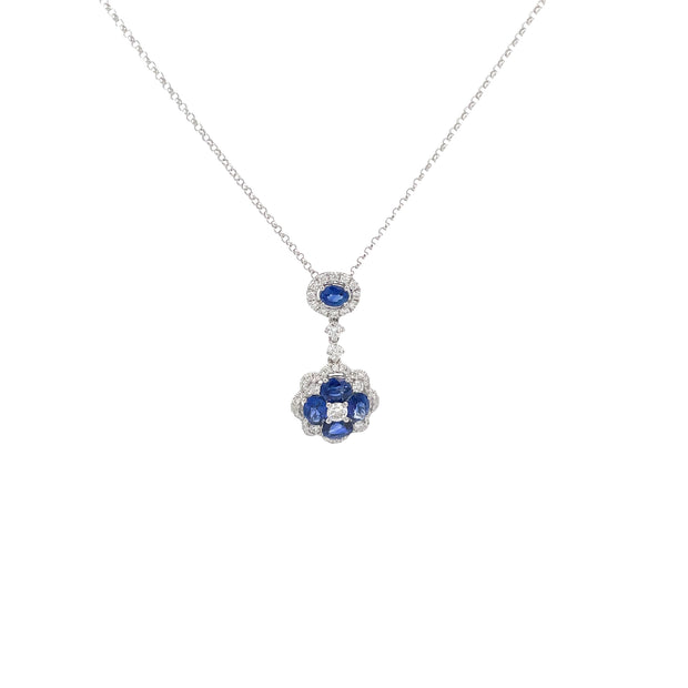 18 Karat White Gold Sapphire Diamond Necklace