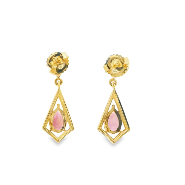 Pink Tourmaline Drop Earrings with Diamonds