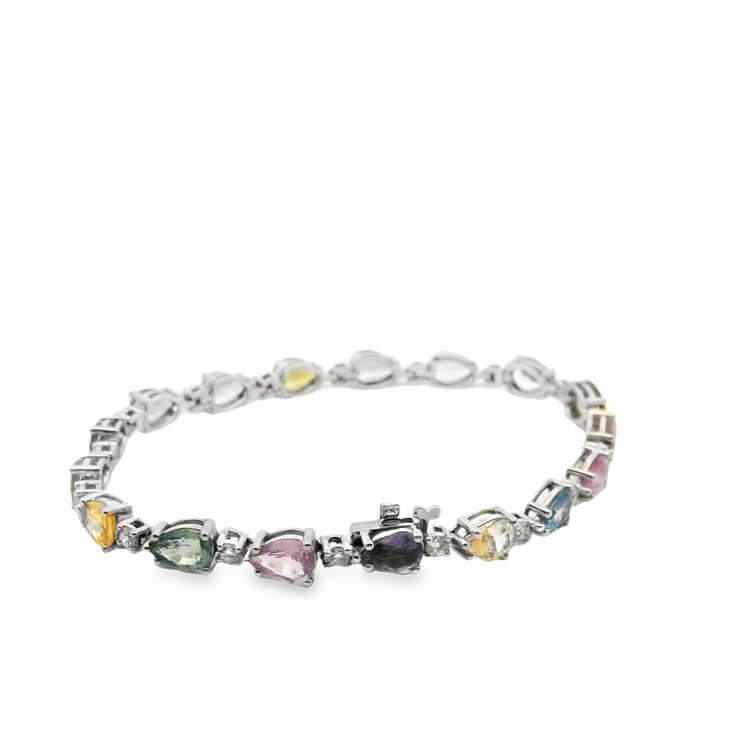 Multi-Color Sapphire and Diamond Bracelet
