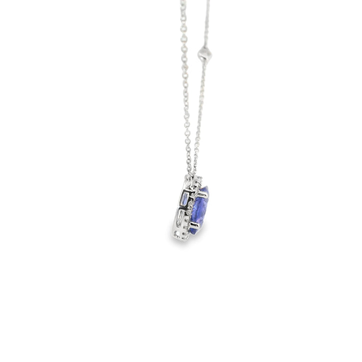 Tanzanite and Diamond Halo Pendant