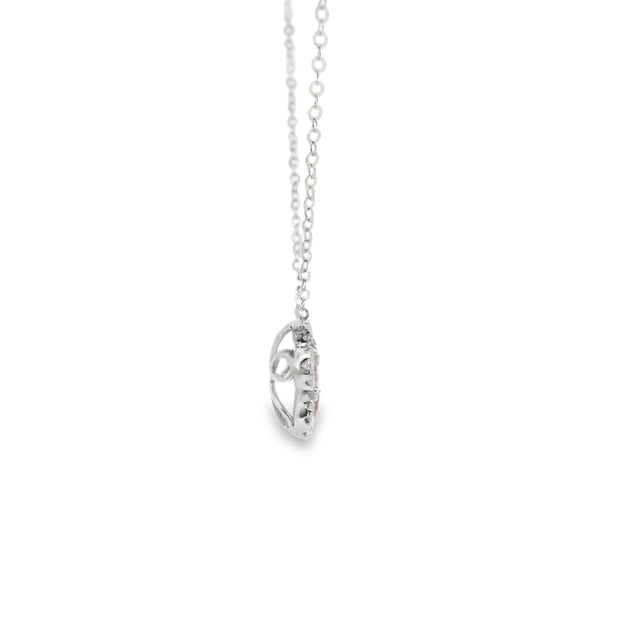 Ruby and Diamond Flower Halo Pendant