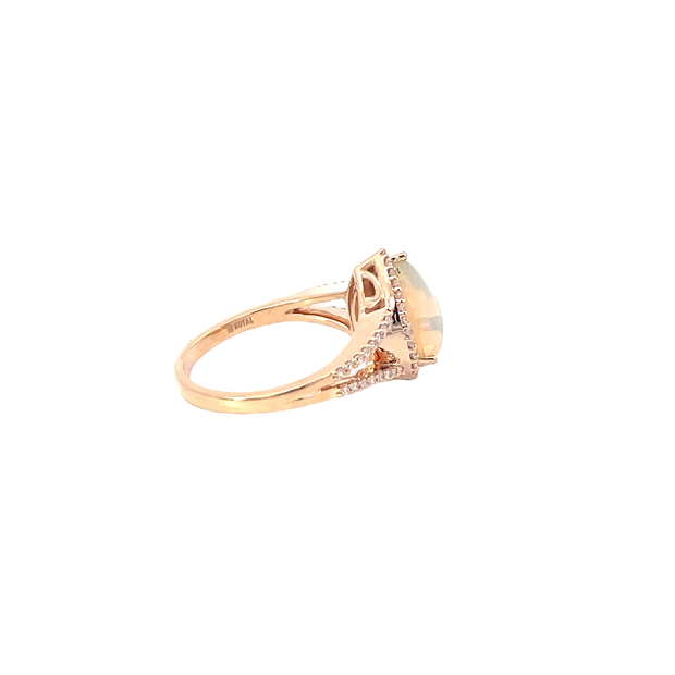 Rose Gold Halo Split Band Opal Ring