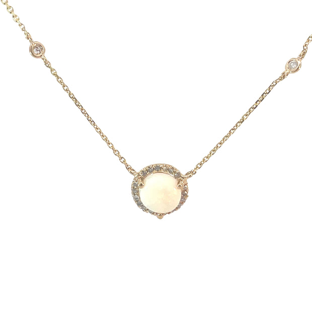 Opal and Diamond Halo Pendant