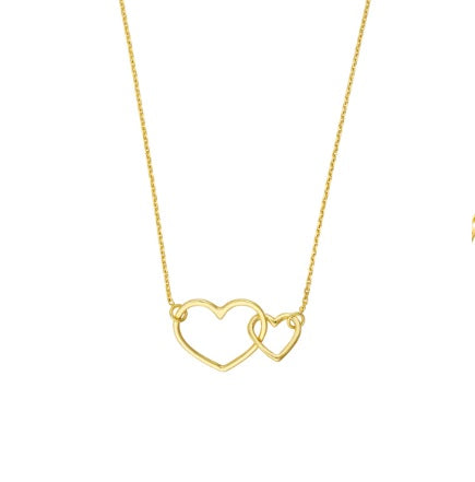 Yellow Gold Interlocking Heart Necklace